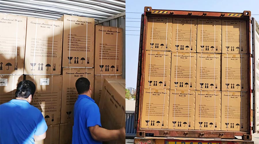 客戶Equator滾筒衣服烘干機(jī)快速裝柜完畢  蓄勢(shì)待發(fā)！